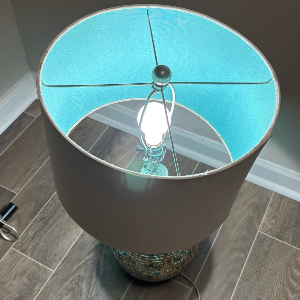 Mosaic Table Lamp with Beige Shade - Picture 2 of 2